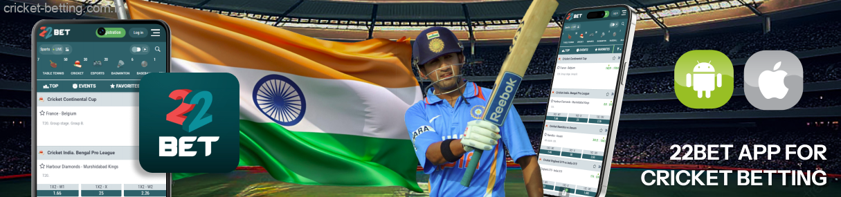 The 22Bet app will let you make sports predictions on cricket from anywhere